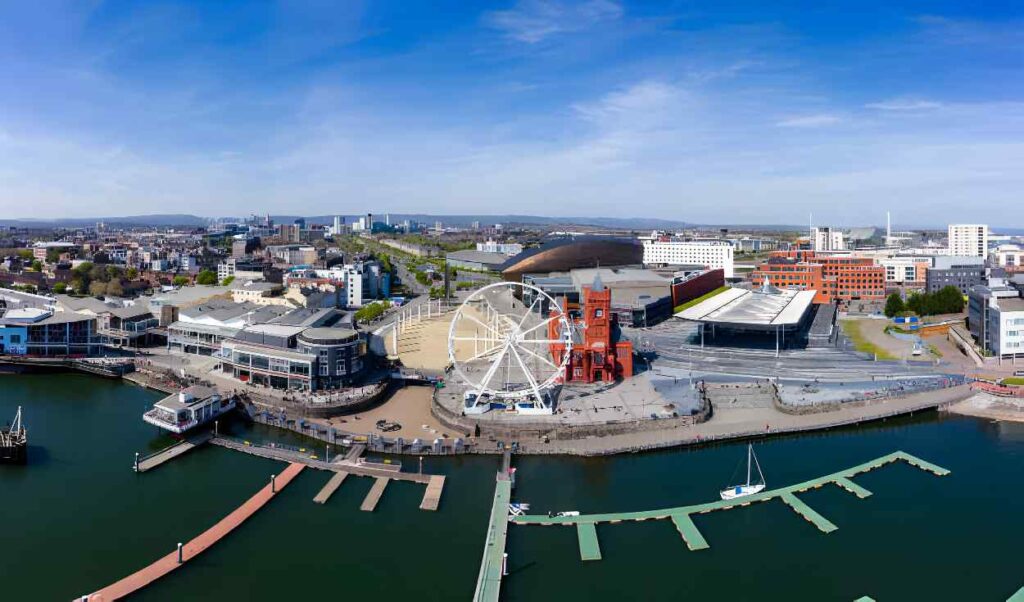 cardiff overview from drone 
